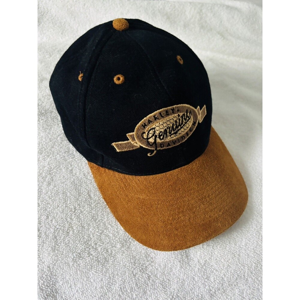 Vintage Harley Davidson Genuine Embroidered Strapback Hat Otto Cap Suede Brim